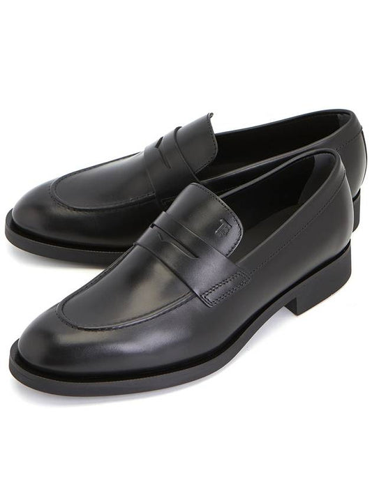 Men's Mocassino Polished Leather Loafers Black - TOD'S - BALAAN.