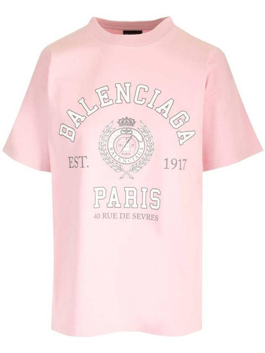 College 1917 Print Short Sleeve T-Shirt Pink - BALENCIAGA - BALAAN 1