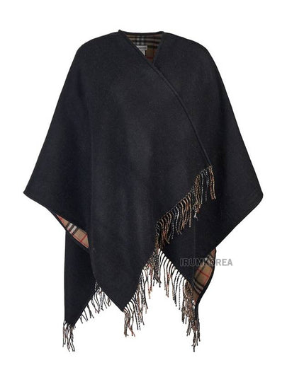 Check Reversible Wool Cape Black - BURBERRY - BALAAN 2