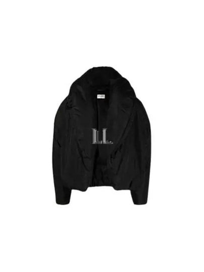 Cropped Puffer Silk Taffeta Jacket Black - SAINT LAURENT - BALAAN 2