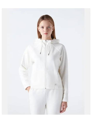 Women s Cotton Modal Brushed Training Hood Zip up Ivory SP322UFT99 - DESCENTE - BALAAN 1