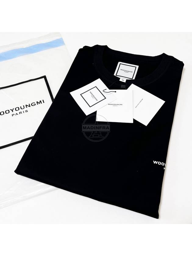 Back Logo Square Label Cotton Short Sleeve T-Shirt Black - WOOYOUNGMI - BALAAN 10