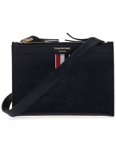 Document Holder Pebble Grain Leather Mini Cross Bag Black - THOM BROWNE - BALAAN 2