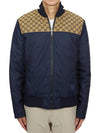 Interlocking G Nylon Canvas Zip Up Jacket Navy - GUCCI - BALAAN 3