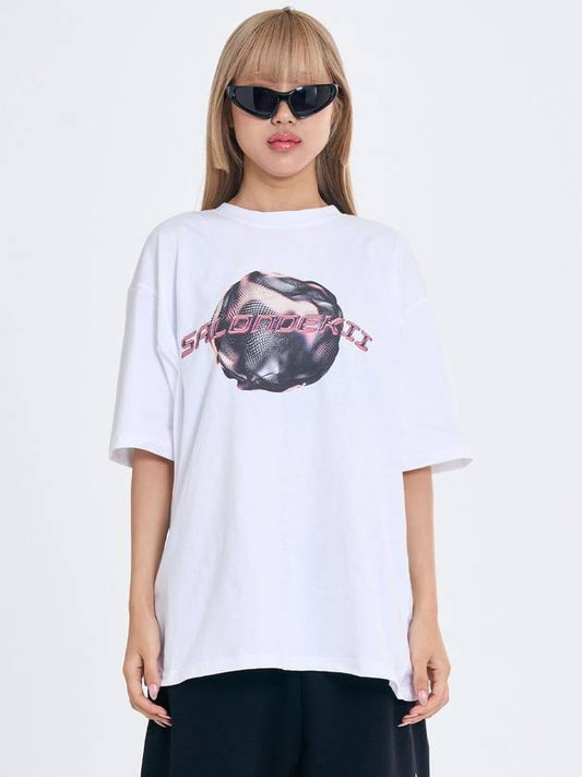 Salon de Key Unisex Geo Sphere X Large Fit Short Sleeve T-Shirt White SDKIISD240514HT005 - SALONDEKII SDLABEL - BALAAN 2