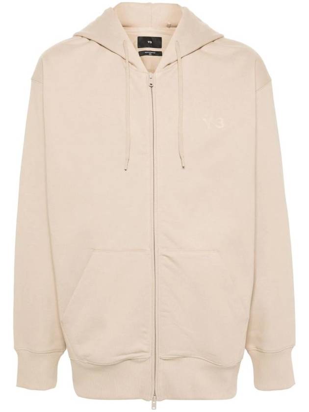 French Terry Zip Up Hoodie Clay Brown - Y-3 - BALAAN 1