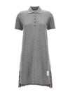 Classic Cotton Pique Center Back Stripe A-Line Short Sleeve Polo Shirt Short Dress Grey - THOM BROWNE - BALAAN 2