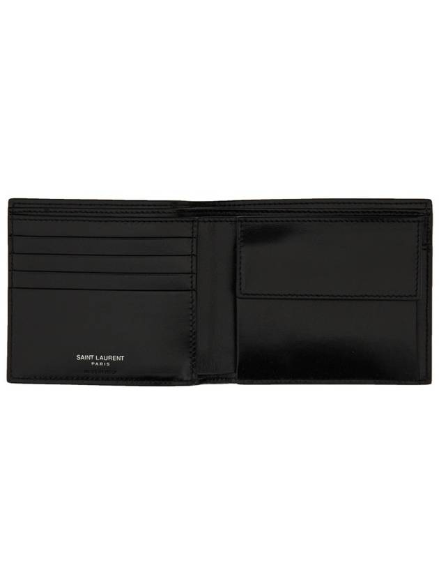 Cassandre East West Monogram Smooth Leather Wallet Black - SAINT LAURENT - BALAAN 4