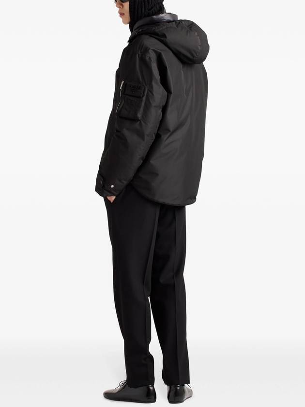 Technical fabric down hooded jacket black - PRADA - BALAAN 4