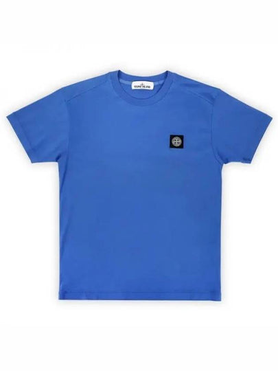 Men's Logo Patch Cotton Short Sleeve T-Shirt Blue - STONE ISLAND - BALAAN 2