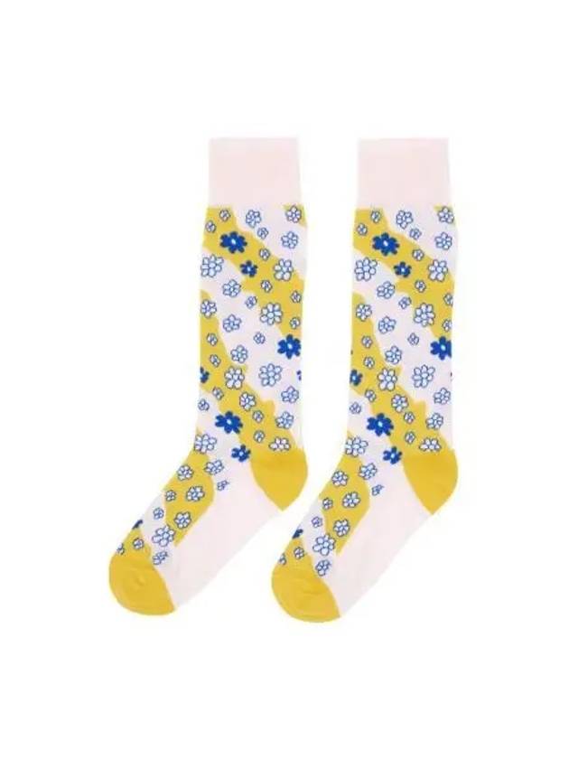 Striped Flower Motif Socks Light Pink - MARNI - BALAAN 2