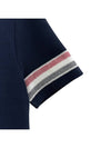 Textured Cotton Stripe Short Sleeve T-Shirt Navy - THOM BROWNE - BALAAN 5