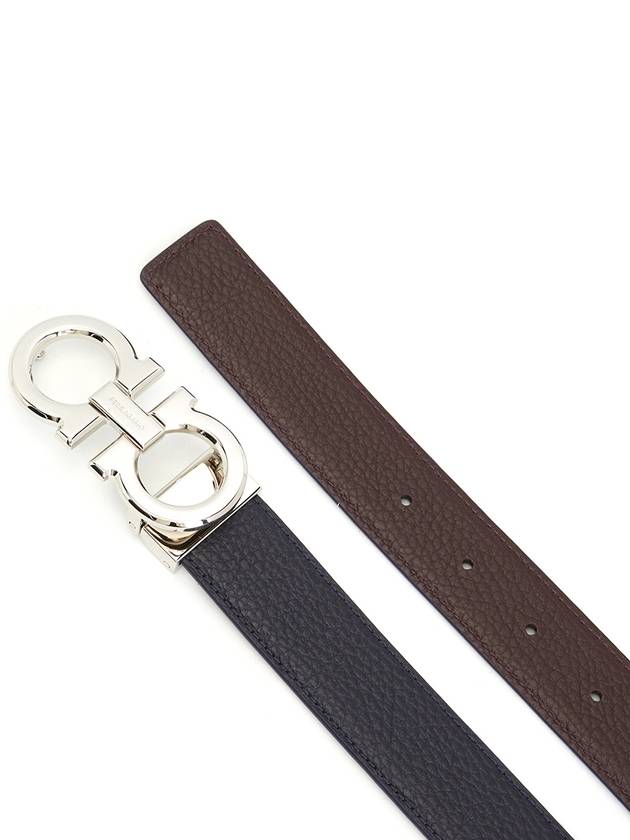 Gancini Reversible Leather Belt Midnight Blue Burgundy - SALVATORE FERRAGAMO - BALAAN 5