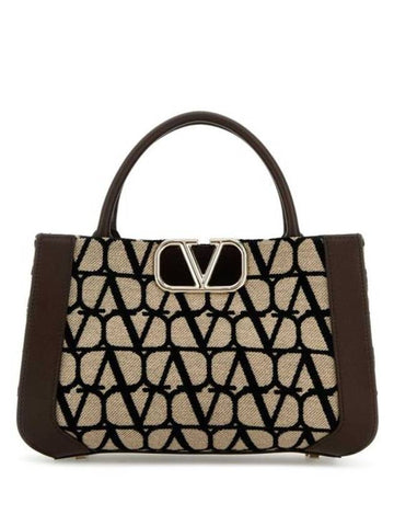 Toile Iconograph Small Tote Bag Brown - VALENTINO - BALAAN 1