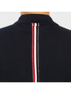 Men's Cotton Pique Center Bag Striped Short Sleeve Polo Shirt  Navy - THOM BROWNE - BALAAN 3