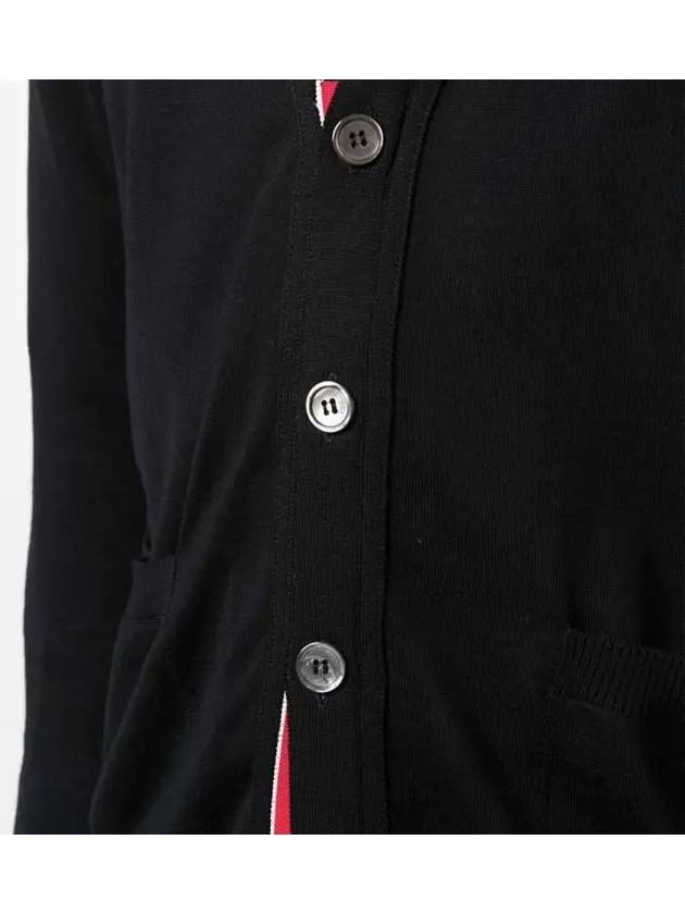 Men's Sustainable Classic Diagonal Wool Cardigan Black - THOM BROWNE - BALAAN 7