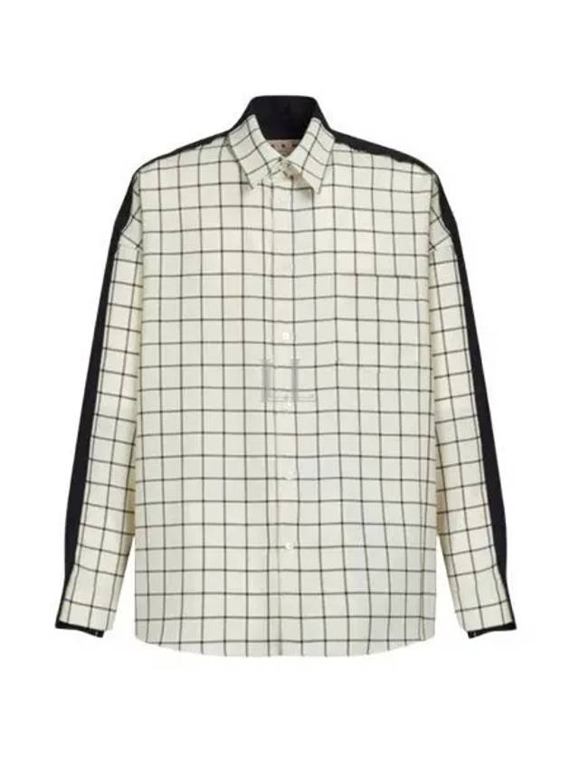 Grid Pattern Panel Long Sleeve Shirt White - MARNI - BALAAN 2