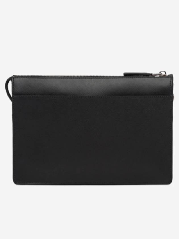 Triangle Logo Saffiano Leather Clutch Bag Black - PRADA - BALAAN 4