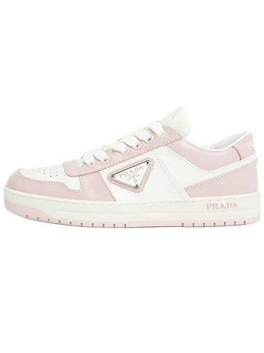 Downtown Perforated Leather Low Top Sneakers Pink - PRADA - BALAAN 1