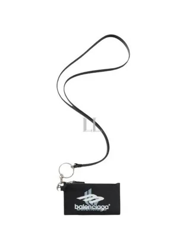 Logo Print Neck Strap Card Wallet Black - BALENCIAGA - BALAAN 2