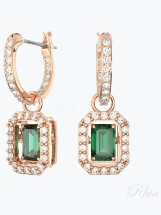 Una Millenia Octagon Drop Earrings Green Rose Gold - SWAROVSKI - BALAAN 2