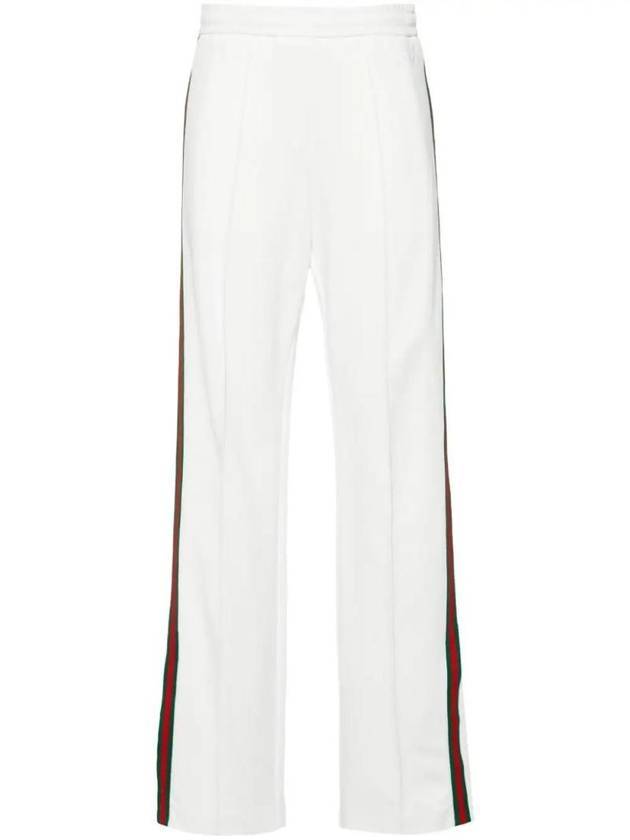 Web Jersey Drill Jogging Straight Pants Off White - GUCCI - BALAAN 1