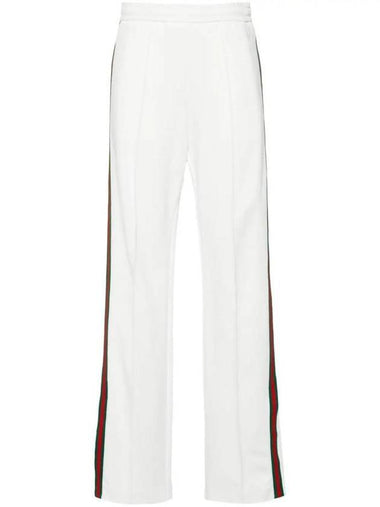 Web Jersey Drill Jogging Straight Pants Off White - GUCCI - BALAAN 1