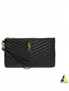 Matelasse Monogram Strap Logo Clutch Bag Black Gold - SAINT LAURENT - BALAAN 2