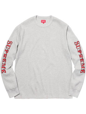 Sleeve Logo Waffle Thermal L S Tee Gray - SUPREME - BALAAN 1