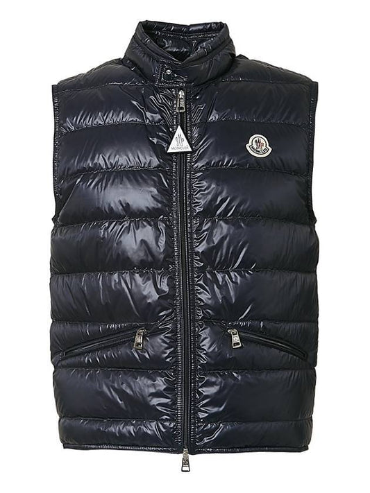 Gui Logo Patch Padding Vest Night Blue - MONCLER - BALAAN.