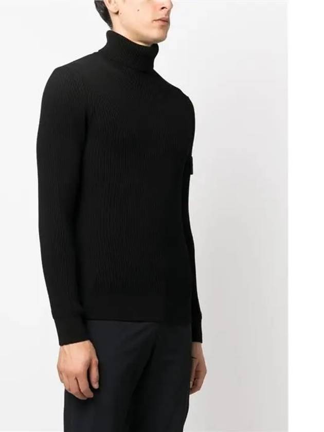 Men's Logo Patch Turtleneck Black - STONE ISLAND - BALAAN 5