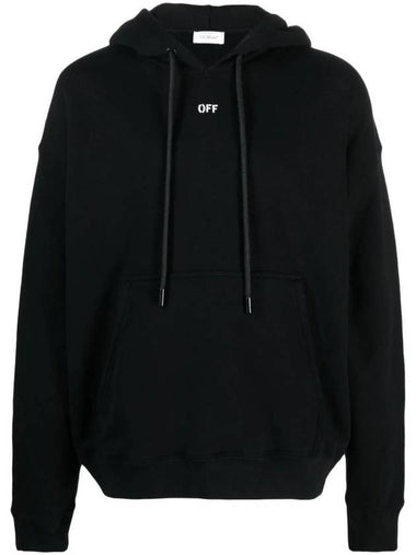 Logo Print Drawstring Hoodie Black - OFF WHITE - BALAAN 1