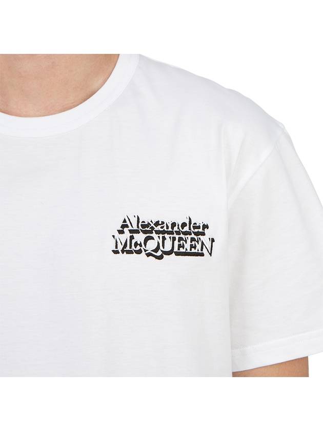 Men's Logo Embroidery Short Sleeve T-Shirt White - ALEXANDER MCQUEEN - BALAAN 9