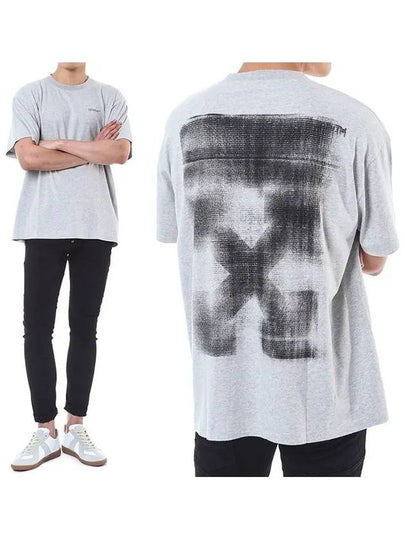 Men's Jumbo Arrow Logo Print Short Sleeve T-Shirt Grey - OFF WHITE - BALAAN 2