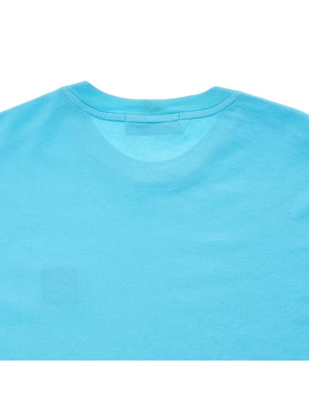 Logo Patch Cotton Short Sleeve T-Shirt Turquoise - STONE ISLAND - BALAAN 8