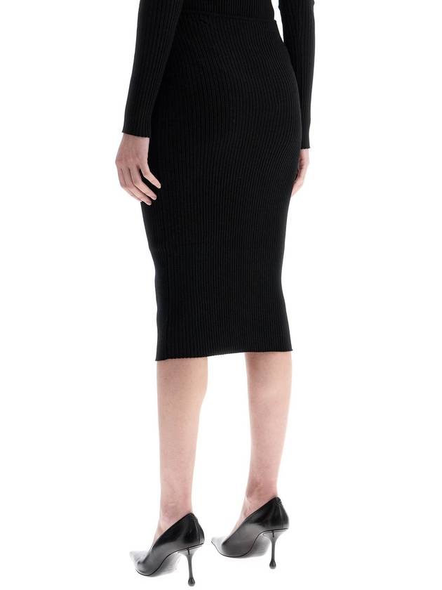 black midi skirt in viscose and polyester with vertical ribs - COURREGES - BALAAN 3