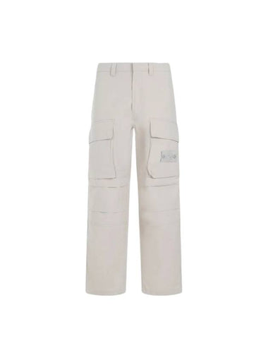 Loose Fit Cargo Cotton Canvas Straight Pants Beige - STONE ISLAND - BALAAN 1