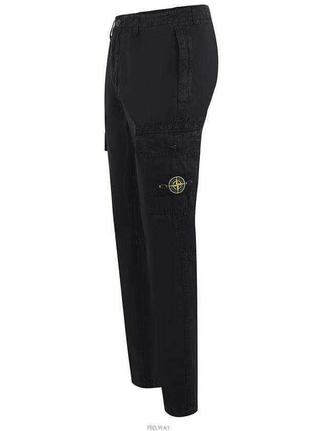 Men's Wappen Patch Slim Cargo Straight Pants Black - STONE ISLAND - BALAAN 3