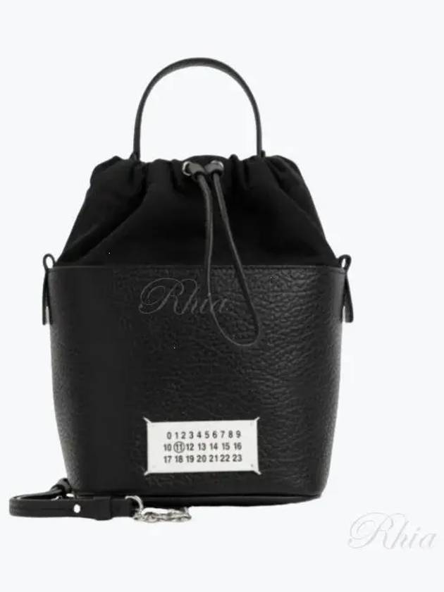 5AC Number Logo Texture Leather Bucket Bag Black - MAISON MARGIELA - BALAAN 2