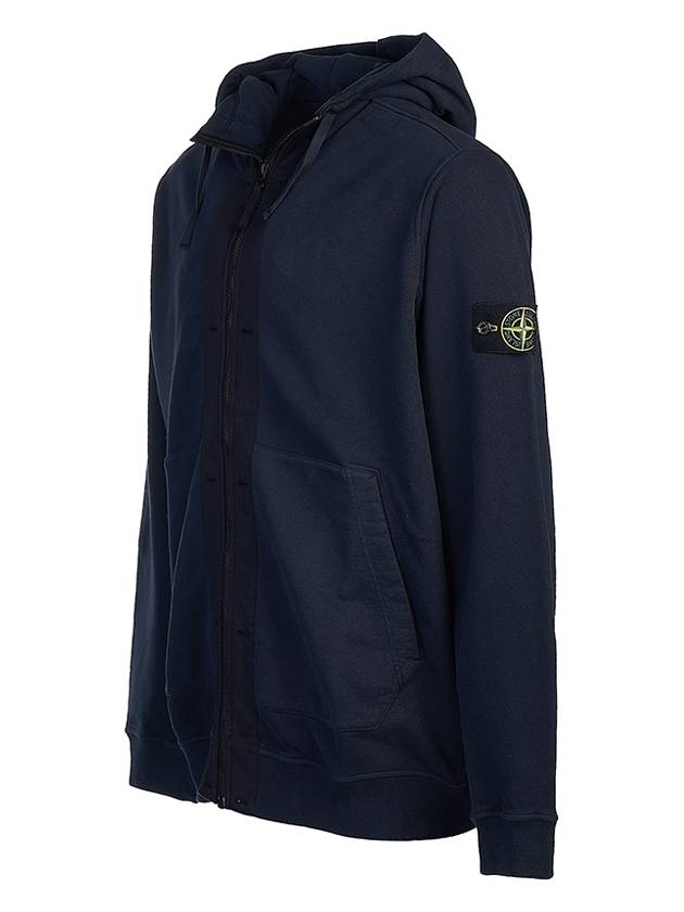 Wappen Patch Cotton Fleece Zip Up Hoodie Navy - STONE ISLAND - BALAAN 3