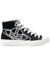 Logo Canvas High-Top Sneakers Black - VIVIENNE WESTWOOD - BALAAN 4