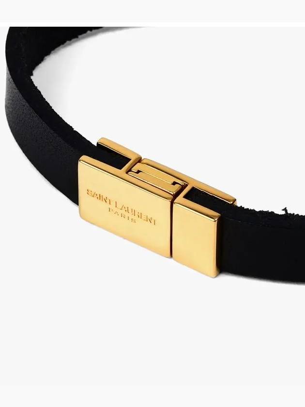 Monogram Logo Leather Bracelet Black - SAINT LAURENT - BALAAN 4