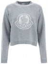 logo cashmere crew neck knit top dark gray melange - MONCLER - BALAAN.