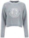 Logo Cashmere Crew Neck Knit Top Dark Grey Melange - MONCLER - BALAAN 1