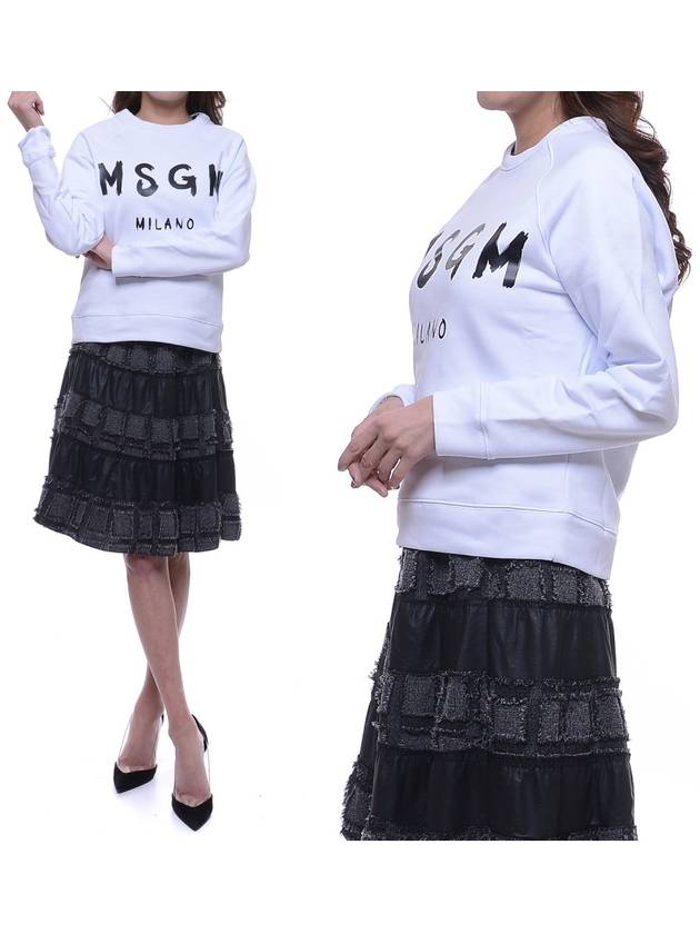 Milano Brushed Logo Print Cotton Sweatshirt White - MSGM - BALAAN 2