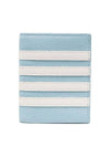 Pebble Grain Leather 4-Bar Stripe Double Card Wallet Blue - THOM BROWNE - BALAAN 1