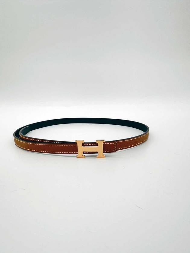 Mini H Buckle Strap 13mm Reversible Leather Belt Pink Gold Black - HERMES - BALAAN 8