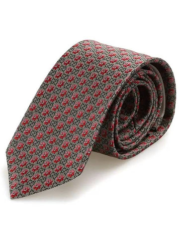 Men's GG Dot Flower Pattern Slim Silk Tie - GUCCI - BALAAN 1