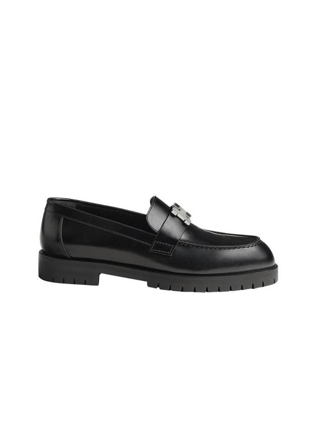 Faubourg Glazed Calfskin Palladium Loafers Noir - HERMES - BALAAN 1