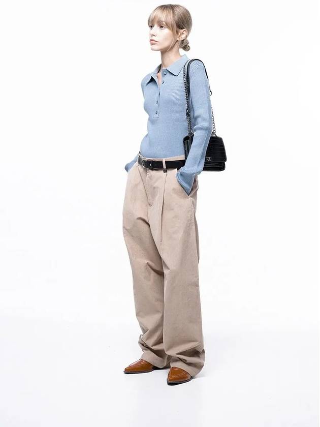 four woman women s M243PT01BEW corduroy one tuck wide pants beige - CHANCE'S NOI - BALAAN 2